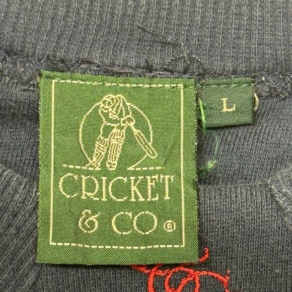 Vtg Cricket & Co Embroidered Horse Ribbon Crewneck Sweatshirt Blue Men L - Picture 6 of 12